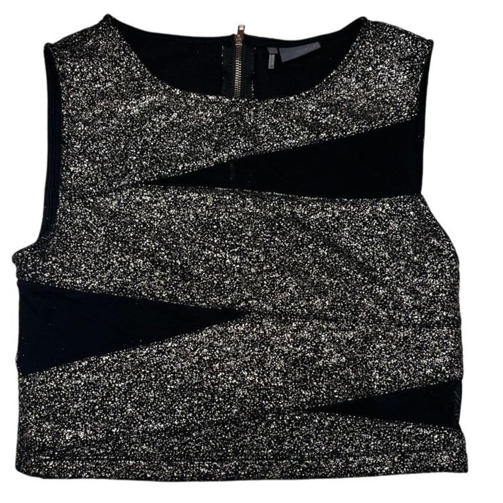 URBAN OUTFITTERS SPARKLE & FADE Sleeveless Blingy Crop Top Blouse Black Small